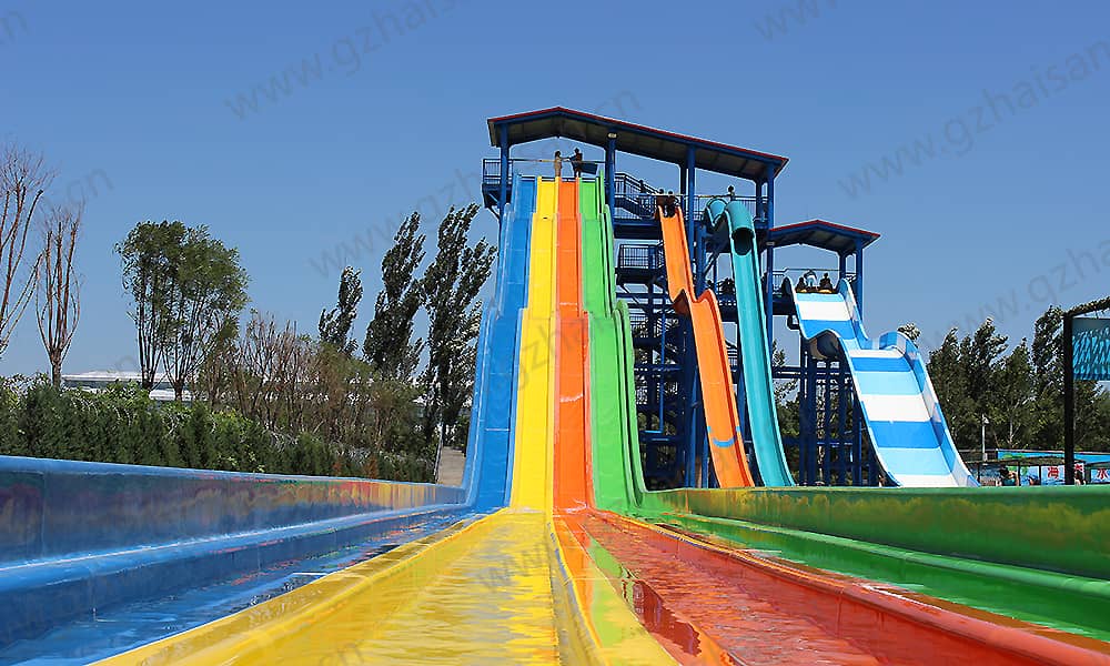 河北保定海森水上大世界彩虹滑梯、高速滑梯、家庭宽滑梯组合平台